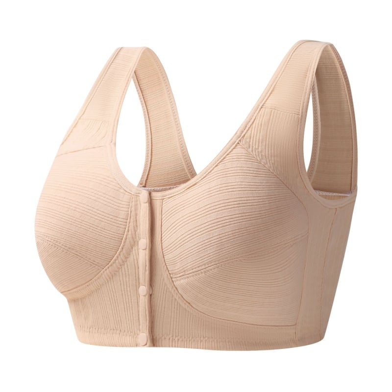 Sutien din bumbac 100% cu închidere frontală, stil vestă pentru femei, fără sârmă, din bumbac subțire, mărime mare pentru femei de vârsta mijlocie și în vârstă