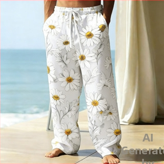 Pantaloni casual largi pentru bărbați, imprimeu digital 3D, poliester cu uscare rapidă