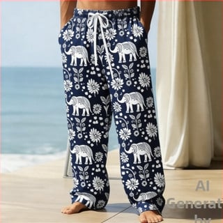Pantaloni casual largi pentru bărbați, imprimeu digital 3D, poliester cu uscare rapidă