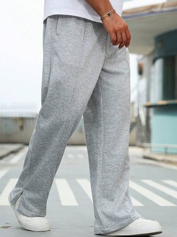 Férfiaknak laza sportnadrág tavasz–nyárra, plusz méret, szárvégek nyitott kivágással, egyenes szabású