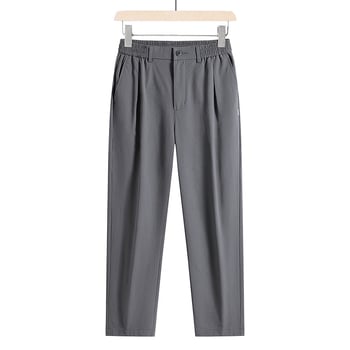 Pantaloni casual pentru bărbați în stil Hong Kong, croi drept, lungime cropped, uscare rapidă, respirabili, pantaloni de costum, mărime mare