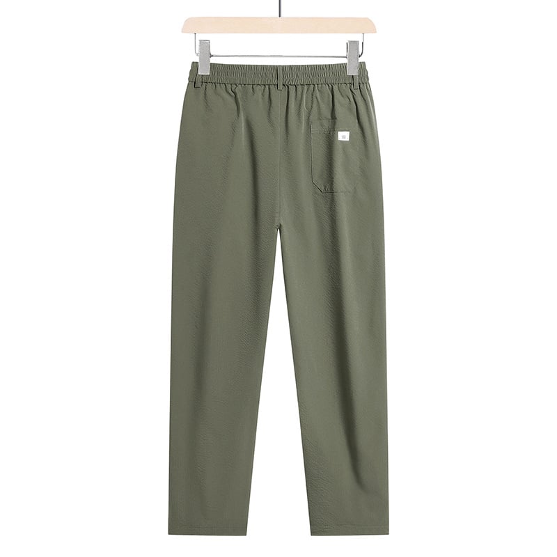 Pantaloni casual pentru bărbați în stil Hong Kong, croi drept, lungime cropped, uscare rapidă, respirabili, pantaloni de costum, mărime mare