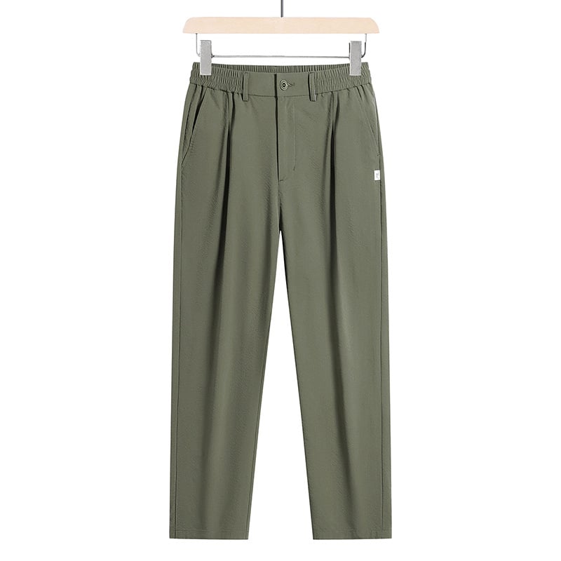 Pantaloni casual pentru bărbați în stil Hong Kong, croi drept, lungime cropped, uscare rapidă, respirabili, pantaloni de costum, mărime mare