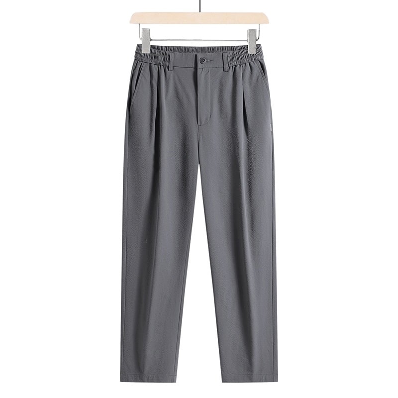 Pantaloni casual pentru bărbați în stil Hong Kong, croi drept, lungime cropped, uscare rapidă, respirabili, pantaloni de costum, mărime mare