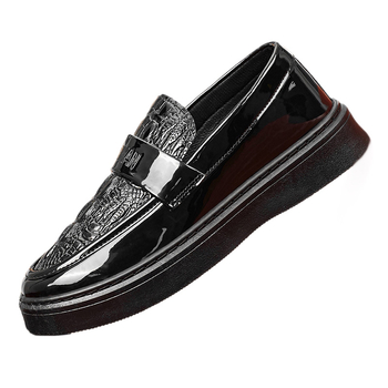 Pantofi din piele pentru bărbați, primăvara 2026, stil business casual, vârf rotund, respirabili și ușori, anti-alunecare, toc mediu 3–5 cm, talpă PVC, branț EVA