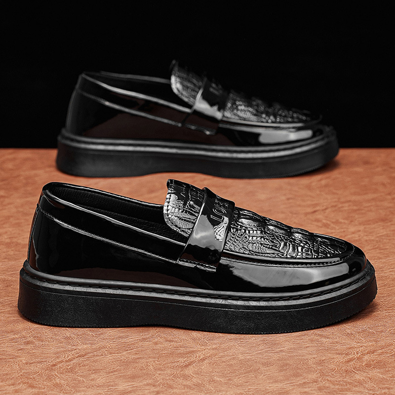 Pantofi din piele pentru bărbați, primăvara 2026, stil business casual, vârf rotund, respirabili și ușori, anti-alunecare, toc mediu 3–5 cm, talpă PVC, branț EVA