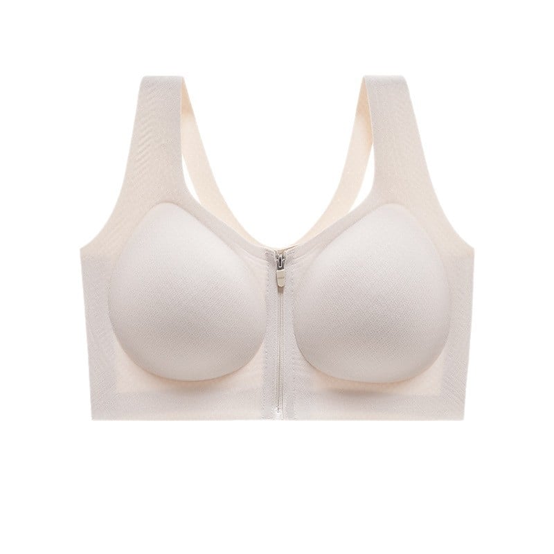 Sutien sport cu fermoar frontal pentru femei, fără sârmă, fără fir, suport lateral, anti-căderea sânului, cupe fixe, minimizator pentru bust mare, respirabil și confortabil
