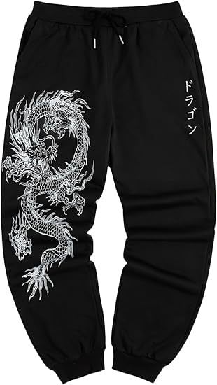 2025 Primăvară-Toamnă: imprimeu dragon gotic Y2K, pantaloni sport largi pentru femei, cu șireturi