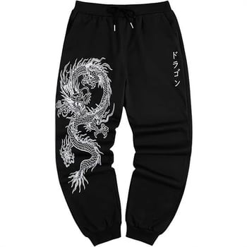 2025 Primăvară-Toamnă: imprimeu dragon gotic Y2K, pantaloni sport largi pentru femei, cu șireturi