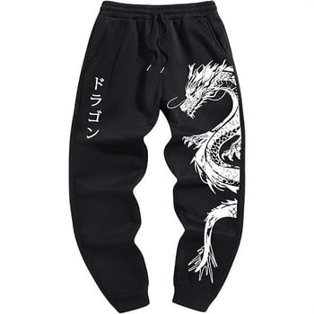 2025 Primăvară-Toamnă: imprimeu dragon gotic Y2K, pantaloni sport largi pentru femei, cu șireturi