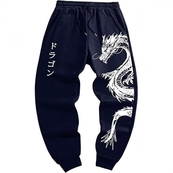 2025 Primăvară-Toamnă: imprimeu dragon gotic Y2K, pantaloni sport largi pentru femei, cu șireturi