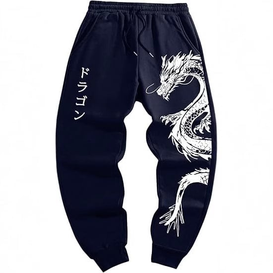2025 Primăvară-Toamnă: imprimeu dragon gotic Y2K, pantaloni sport largi pentru femei, cu șireturi