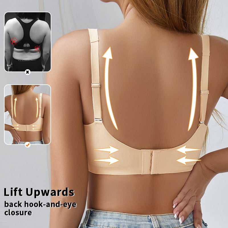 Sutien de tip vestă, mărime mare, acoperire completă, modelare a sânilor pe lateral, anti-sagging, cupă fără cusături