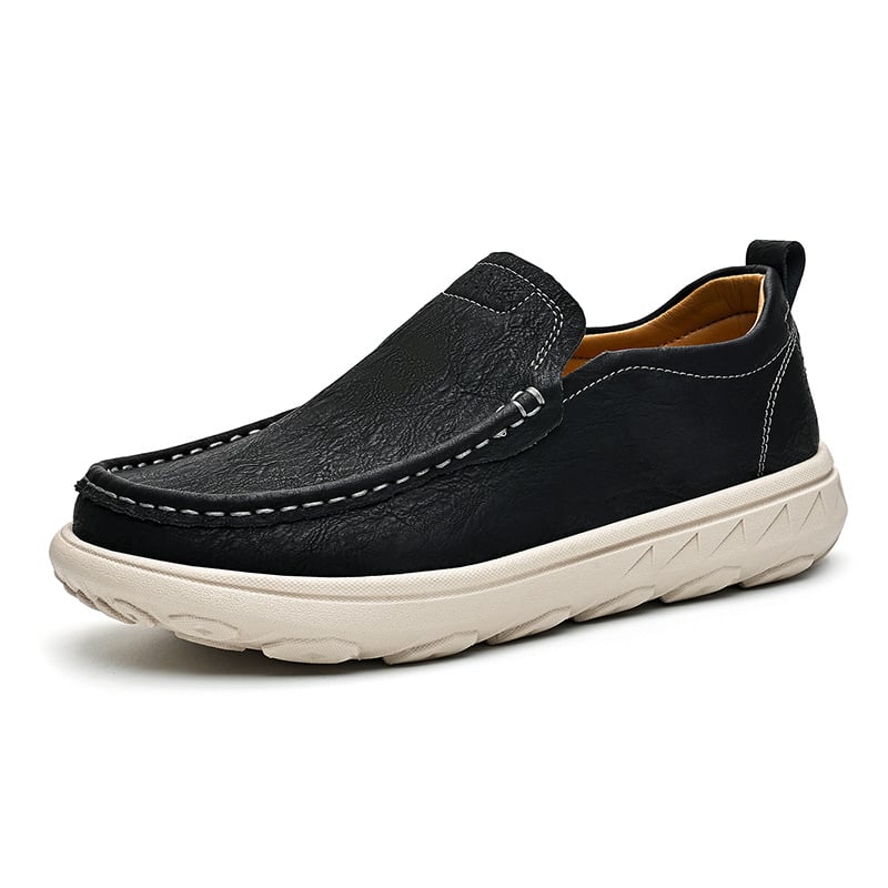 Muške kožne slip-on cipele s retro stilom, prozračno udobne za svakodnevno nošenje, s debelim potplatom, dostupne u velikim veličinama