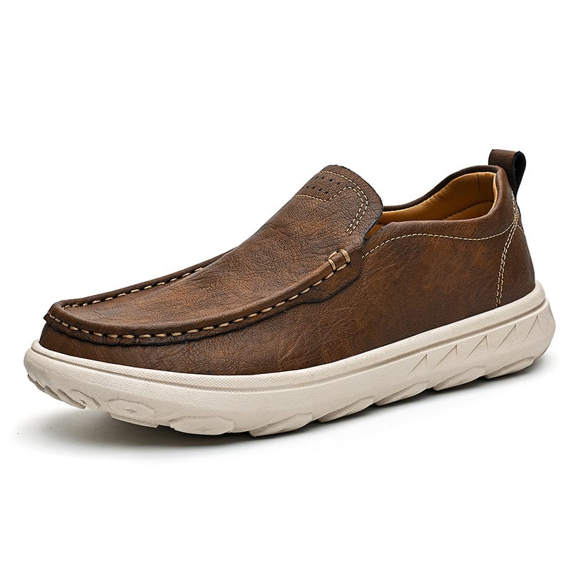Muške kožne slip-on cipele s retro stilom, prozračno udobne za svakodnevno nošenje, s debelim potplatom, dostupne u velikim veličinama