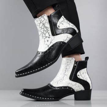 Botine Chelsea din piele în stil britanic Martin, piele lucioasă, design color-bloc, ținute business formale