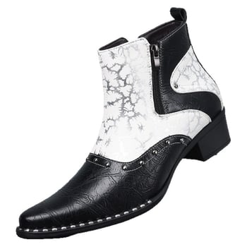 Botine Chelsea din piele în stil britanic Martin, piele lucioasă, design color-bloc, ținute business formale