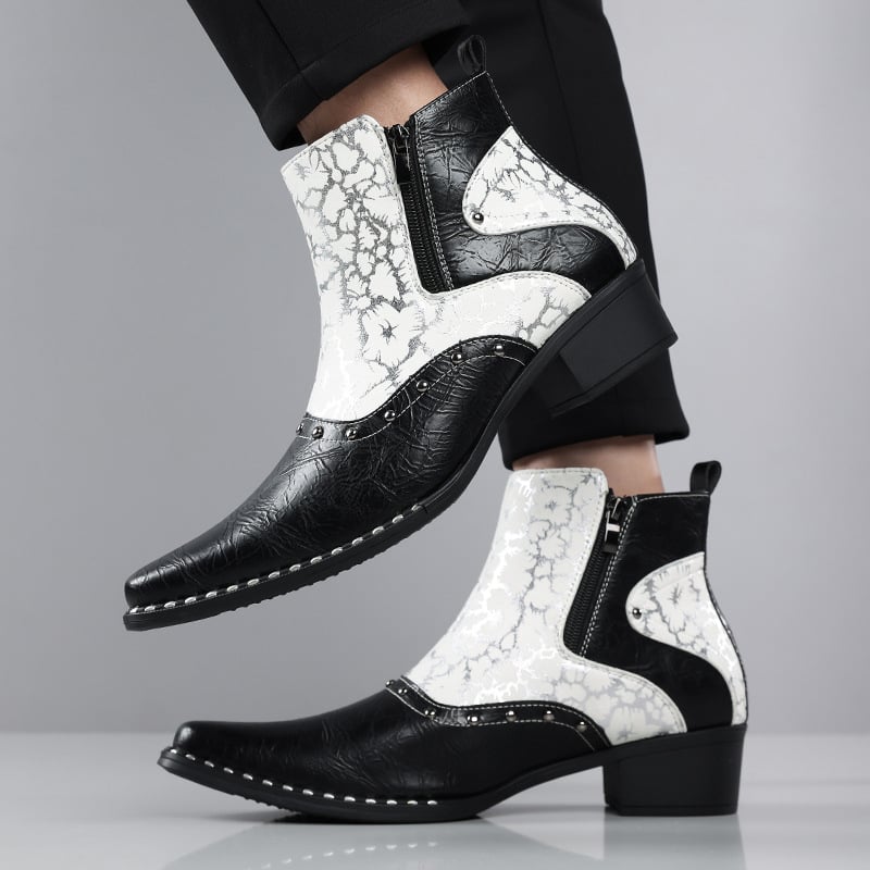 Botine Chelsea din piele în stil britanic Martin, piele lucioasă, design color-bloc, ținute business formale