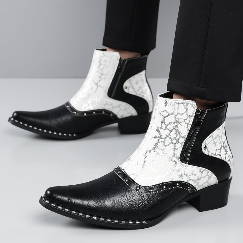 Botine Chelsea din piele în stil britanic Martin, piele lucioasă, design color-bloc, ținute business formale