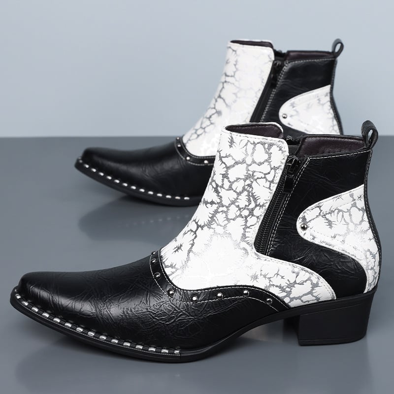Botine Chelsea din piele în stil britanic Martin, piele lucioasă, design color-bloc, ținute business formale