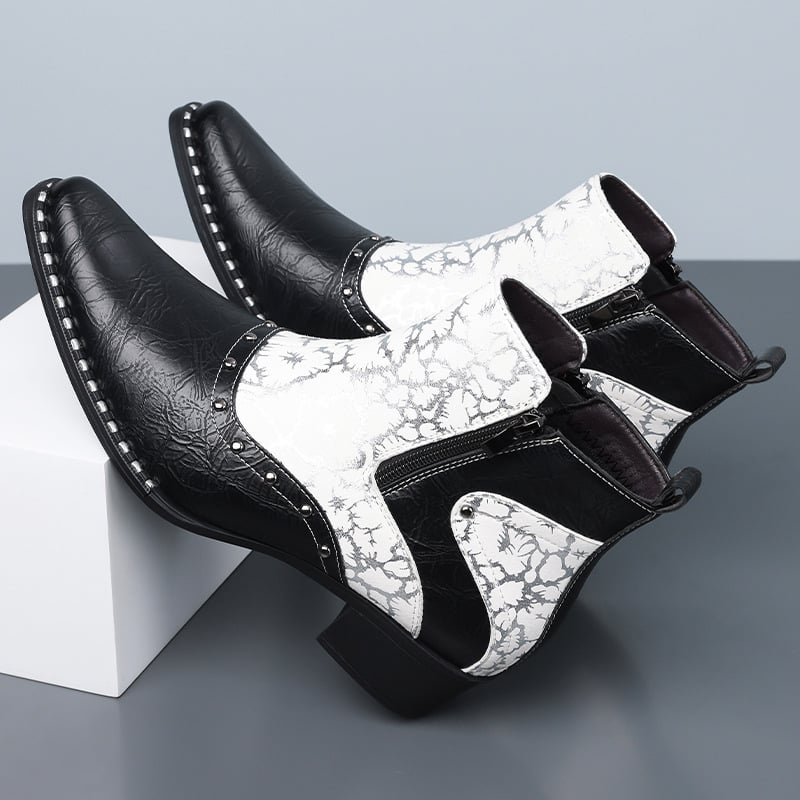 Botine Chelsea din piele în stil britanic Martin, piele lucioasă, design color-bloc, ținute business formale