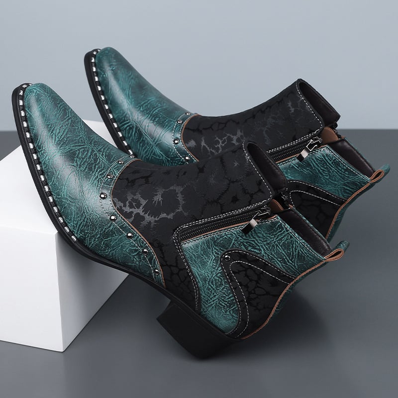 Botine Chelsea din piele în stil britanic Martin, piele lucioasă, design color-bloc, ținute business formale