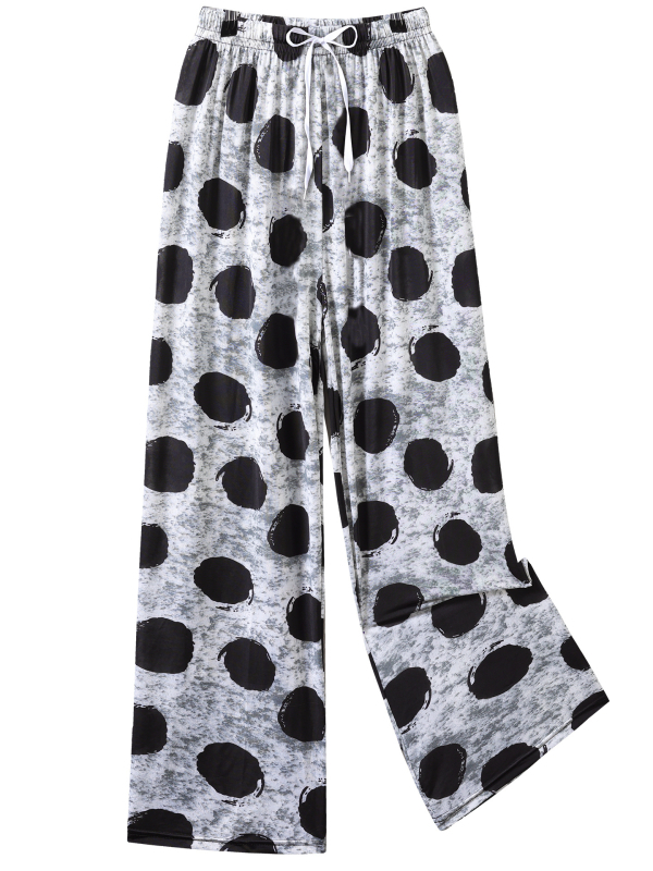 Pantaloni din Ice Silk pentru femei, cu imprimeu floral, casual pentru casă, protecție împotriva țânțarilor, talie înaltă, croială dreaptă