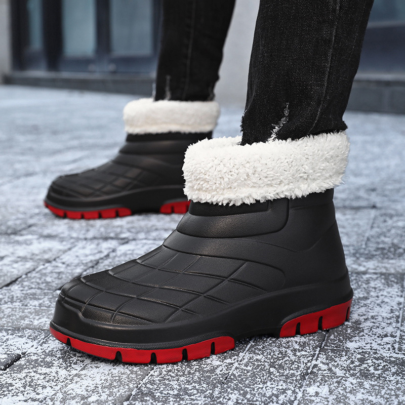 Cizme de ploaie antiderapante pentru unisex, înălțime medie, încălțăminte de lucru impermeabilă pentru construcții și bucătărie, cauciuc rezistent la ulei cu talpă îngroșată