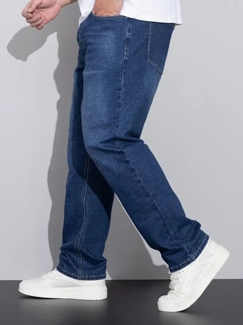 HME nagy méretű férfi farmer, laza mindennapi fazon, egyenes szabású, denim, 80% pamut / 18% poliészter / 2% elastán