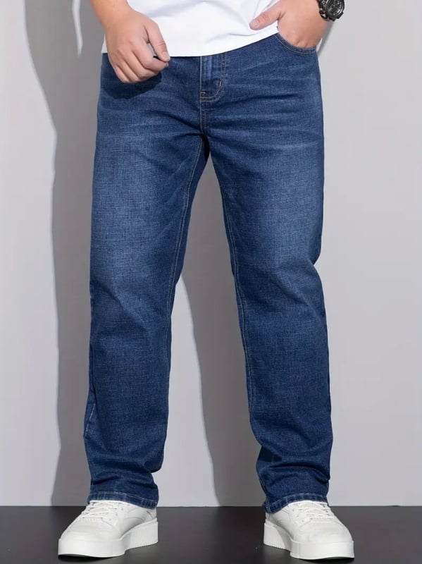 HME nagy méretű férfi farmer, laza mindennapi fazon, egyenes szabású, denim, 80% pamut / 18% poliészter / 2% elastán