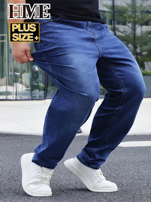 HME nagy méretű férfi farmer, laza mindennapi fazon, egyenes szabású, denim, 80% pamut / 18% poliészter / 2% elastán