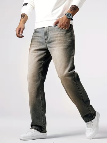 Férfi farmer, amerikai casual stílus, retro kopásos mosás, laza, egyenes szabású, denim, 70% pamut, HB14023