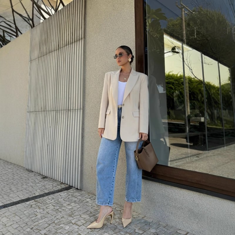 Sacou dama elegant, croială lejeră din poliester cu elastan, 2025