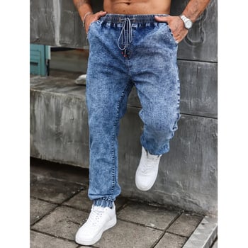 Nagy méretű férfi farmer, elasztikus, slim fit, mindennapi hosszú nadrág