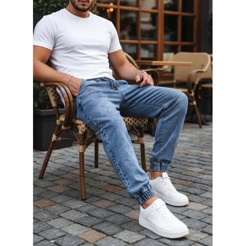 Nagy méretű férfi farmer, elasztikus, slim fit, mindennapi hosszú nadrág