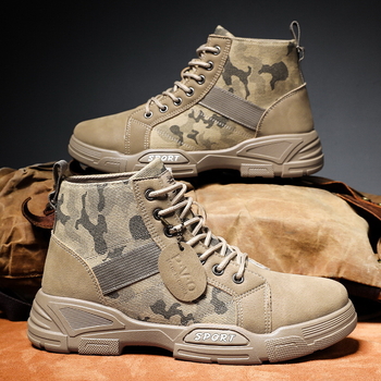 Cizme de iarnă pentru bărbați, camuflaj din nubuk, călduroase, stil vintage militar, casual