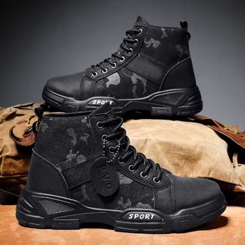 Cizme de iarnă pentru bărbați, camuflaj din nubuk, călduroase, stil vintage militar, casual