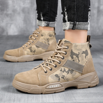 Cizme de iarnă pentru bărbați, camuflaj din nubuk, călduroase, stil vintage militar, casual