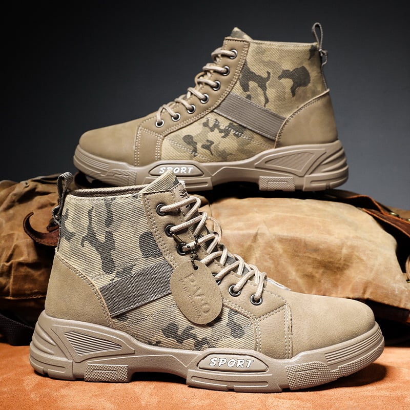 Cizme de iarnă pentru bărbați, camuflaj din nubuk, călduroase, stil vintage militar, casual