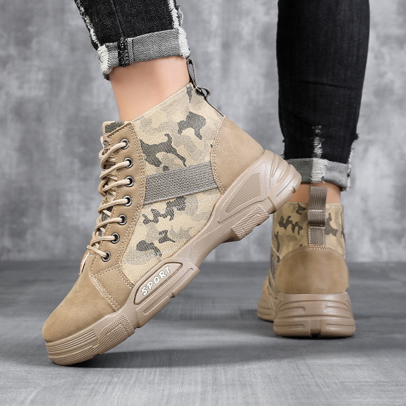 Cizme de iarnă pentru bărbați, camuflaj din nubuk, călduroase, stil vintage militar, casual
