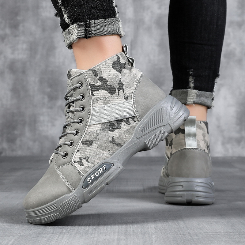 Cizme de iarnă pentru bărbați, camuflaj din nubuk, călduroase, stil vintage militar, casual