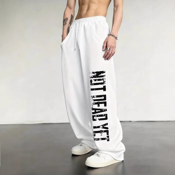 Pantaloni sport largi cu imprimeu gotic Y2K, cu șnur, unisex, căptuți cu fleece