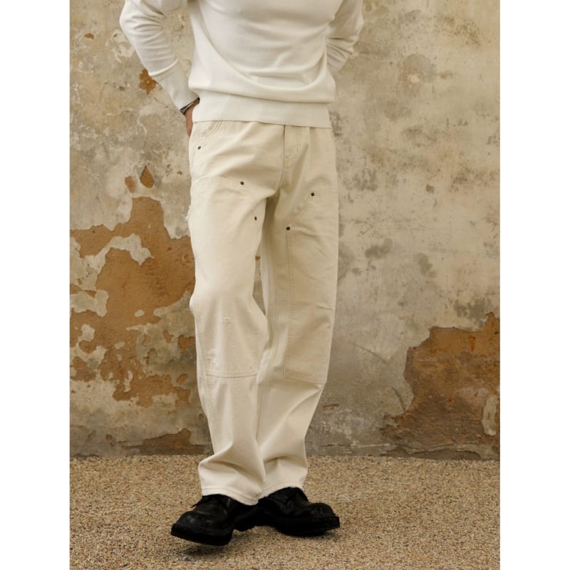 Férfi oversized denimnadrág, európai- és amerikai streetwear stílus, patchwork zsebek, laza egyenes szabás