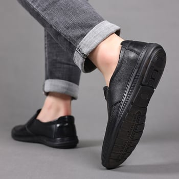 Pantofi de vară din piele pentru bărbați, confortabili pentru condus, talpă moale antiderapantă