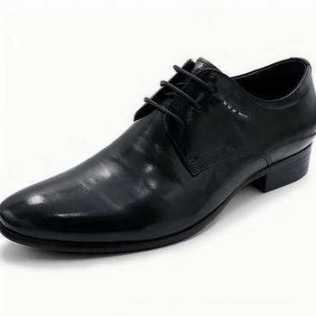 Pantofi Oxford din piele pentru bărbați, cu efect de creștere a înălțimii, negri, vârf ascuțit, șireturi
