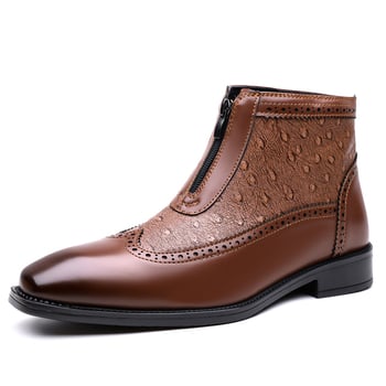 Férfi Chelsea bakancsok 2025 középmagas cipzárral, gravírozott részletekkel