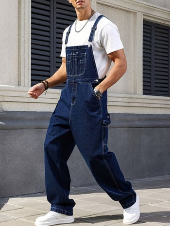 Férfi denim overál pántos – amerikai retro, laza szabás, egyenes szár
