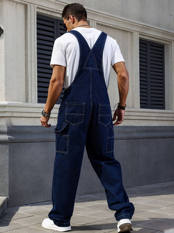 Férfi denim overál pántos – amerikai retro, laza szabás, egyenes szár