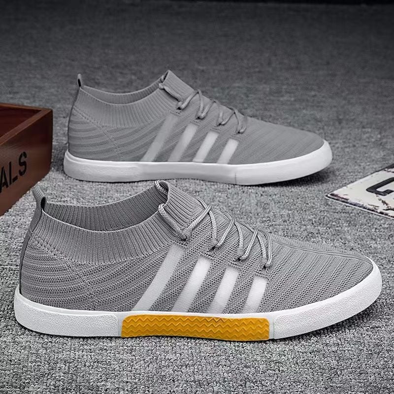 Férfi slip-on cipő légáteresztő hálós felsőrésszel, vékony, könnyű és kényelmes, színblokkolt dizájnnal, mindennapi sneaker
