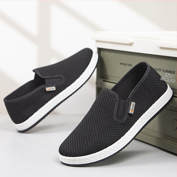 Pantofi bărbați din material textil, stil Beijing, fără șireturi, suprafață din plasă, pentru primăvară-vară-toamnă